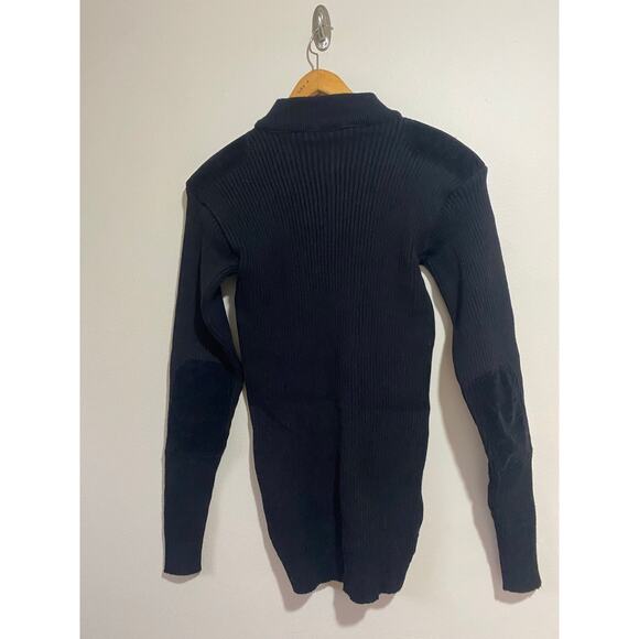 EUC Rothco 1/4 Zip Sweater Large Black Commando Suede Patches Military Army - Picture 3 of 4